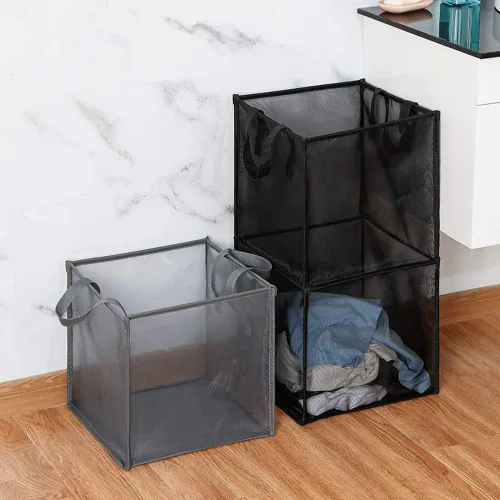 Miniatura 7 de HONOMA - Bolsas de lavandería con asas, cesta de ropa sucia de malla plegable y portátil, plegable para guardar la ropa, para habitación de niños