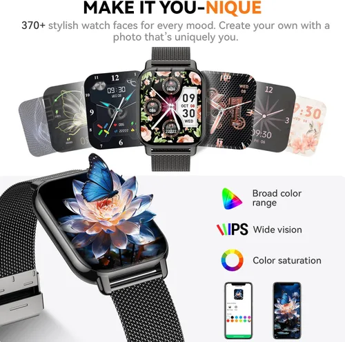 Miniatura 5 de Reloj inteligente para mujer, reloj inteligente rastreador de actividad física con llamadas Bluetooth y control de voz AI, pantalla HD de 1.85