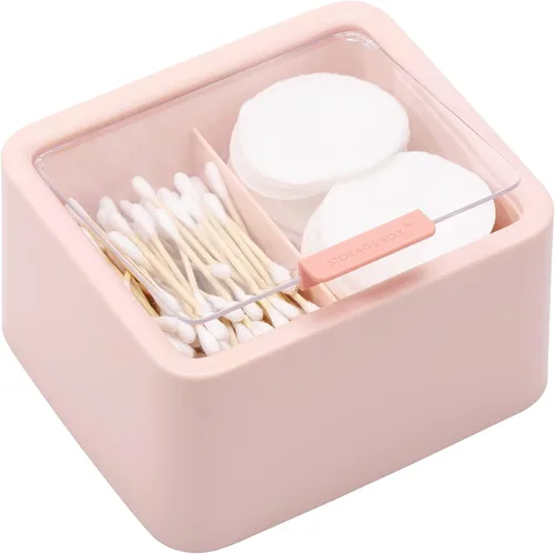 Miniatura 13 de Tecbeauty - Organizador de baño de hisopos de algodón, con 2 rejillas, dispensador de bolas de algodón, frasco de almacenamiento para almohadillas