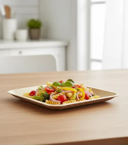 Miniatura 3 de Platos cuadrados desechables de hoja de palma Charity Leaf de 9" (22.86 cm) (50 piezas) Platos de servir tipo bambú, tablas desechables, vajilla