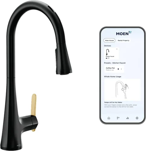 Miniatura 30 de Moen S6235NL Sinema Grifo de barra desplegable de arco alto de una sola manija con Power Clean y Reflex, níquel pulido