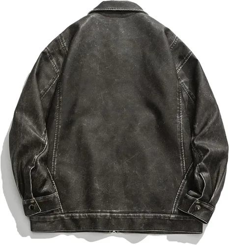 Miniatura 2 de Aelfric Eden Chaqueta de motocicleta para hombre, chaqueta de béisbol Blackair Moto Varsity para mujer, abrigos vintage