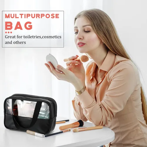 Miniatura 4 de Buryeah 9 piezas translúcidas bolsa de maquillaje organizador de artículos de tocador para mujeres y hombres, bolsa de viaje portátil impermeable