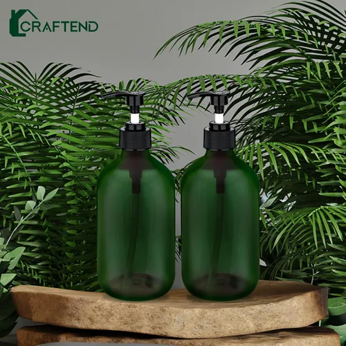 Miniatura 7 de Paquete de 2 Dispensadores de Botellas con Bomba de 16.9 OZ 500ml, Dispensadores de Bomba para Encimera de Baño, Recipientes de Plástico Rellenables
