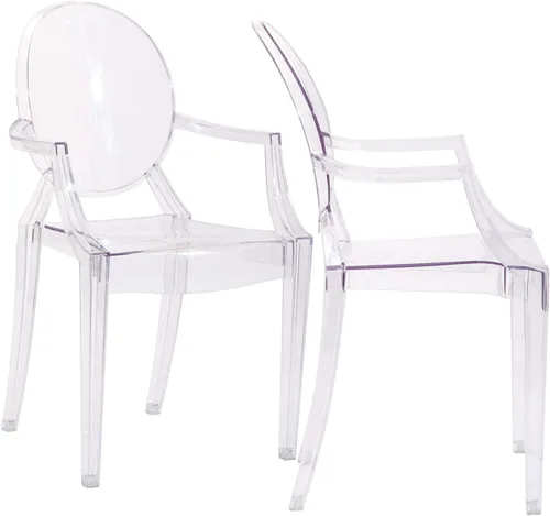 Miniatura 5 de Silla de Comedor transparente de Casper, Metal Vinilo, Transparente