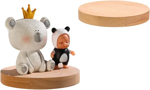Z metnal Pequeños estantes de madera natural, mini estante de repisa circular flotante para colección de figuras de acción, decoración de esquina