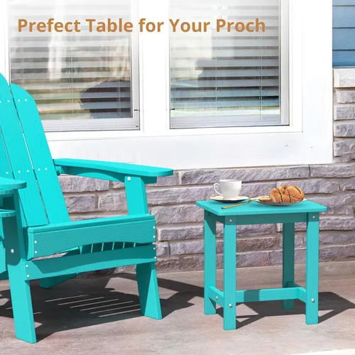 Miniatura 5 de LUE BONA - Mesa auxiliar para exteriores, mesa pequeña de exterior HDPS, mesa auxiliar Adirondack, mesa auxiliar de exterior para patio, porche