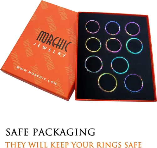 Miniatura 14 de Morchic - Anillos unisex de piedras de hematita, para equilibrar ansiedad, chakra raíz, (paquete de tamaños mixtos)