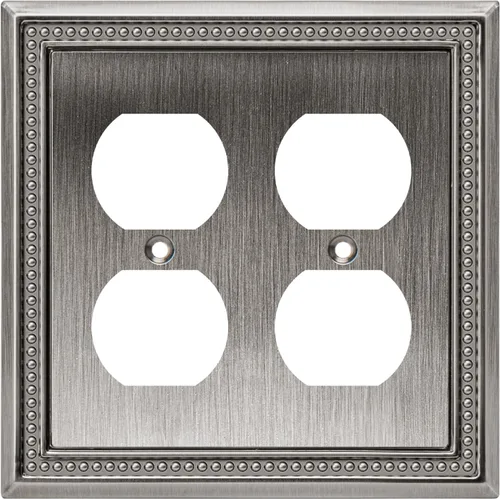Miniatura 48 de Henne Bery Sunken Pearls - Placa de pared decorativa resistente para interruptor, cubierta para tomacorrientes (doble dúplex, níquel satinado)