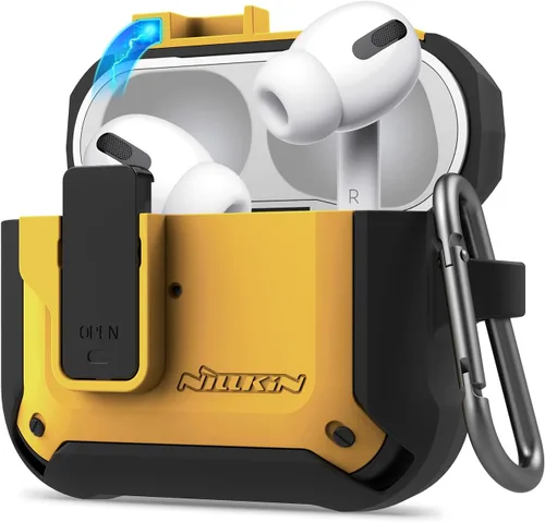 Miniatura 8 de Nillkin AirPods Pro - Funda protectora de cuerpo completo con llavero de metal, a prueba de golpes, para AirPods Pro 2019, color negro