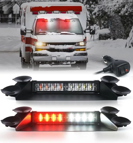 Miniatura 8 de LUMENIX Barras de Luces Estroboscópicas LED de Emergencia para Salpicadero de Aluminio, Advertencia de Seguridad para Parabrisas Delantero
