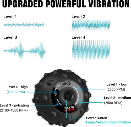 Miniatura 4 de Bola de Masaje Vibratória Vulken para Recuperación Muscular con SphereStrap – Objetivo Áreas de Difícil Acceso, Masaje de Espalda Sin Manos. Bola