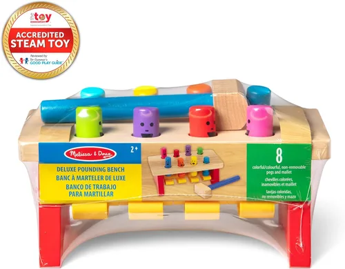 Miniatura 3 de Melissa & Doug, juguete de taller de madera con maza, Banca golpeada, Multicolor