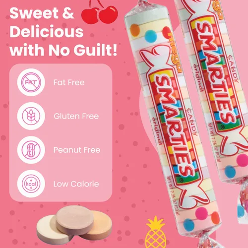Miniatura 8 de Smarties Mega Variety Pack – Mega Lollies (24 unidades) + Mega Rolls Candy Box (2.25 oz, 24 rollos) – Caramelos veganos y sin gluten, sin maní y sin