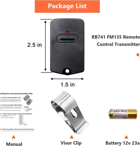Miniatura 4 de RB741 para abridor de puerta Mighty Mule, control remoto de puerta de 318 MHZ para abridores de puerta GTO, transmisor de puerta FM135 de 9