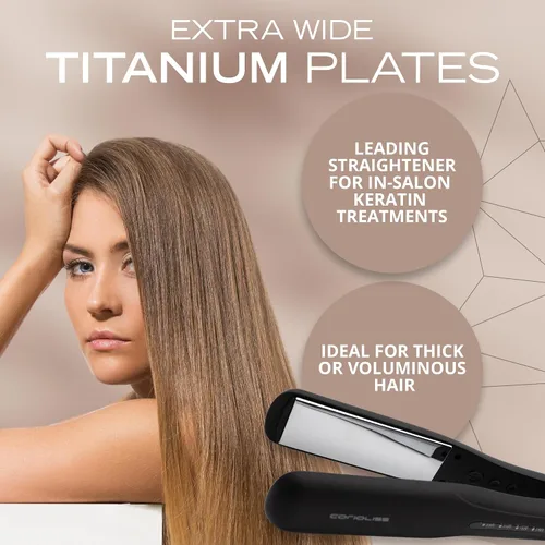 Miniatura 3 de Corioliss Plancha de pelo profesional extra ancha para mujer, planchas de titanio, color negro, suave al tacto Wide