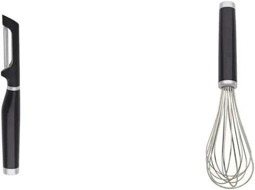 KitchenAid - KE112OHOBA KitchenAid Classic Euro Peeler, talla única Negro 2 y KitchenAid KE060OHOBA Classic Utility Batidor, talla única, negro 2