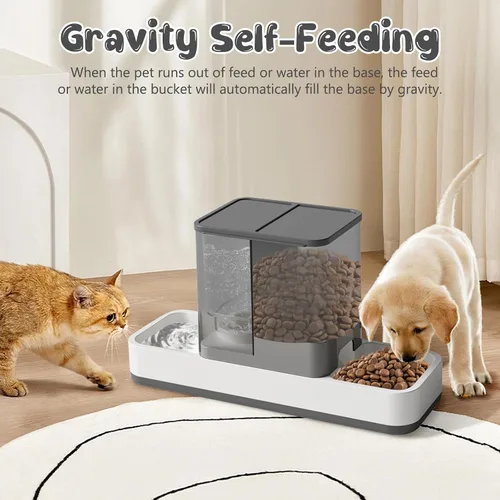 Miniatura 6 de GearRoot Alimentador automático para gatos y dispensador de agua, 2 en 1, dispensador de alimentos para mascotas por gravedad y dispensador de agua