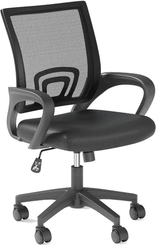 OS MOTOR Silla de oficina en casa, silla de escritorio ergonómica de malla con respaldo medio con soporte lumbar, diseño giratorio ajustable, cómodo