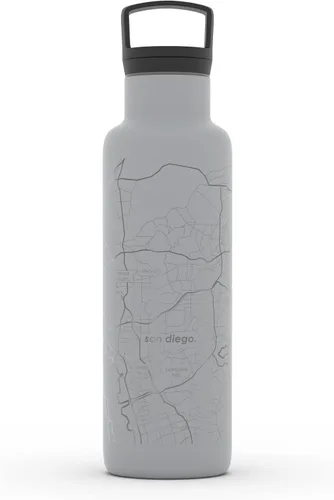 Miniatura 99 de Well Told Botella de agua aislada con mapa de Washington DC grabado, botella de acero inoxidable grabada (21 onzas, blanco) botella aislada de mapa