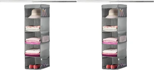Miniatura 12 de ZOBER Organizador colgante para armario, 5 estantes, estantes organizadores de almacenamiento colgantes para ropa, toallas, juguetes, dormitorio