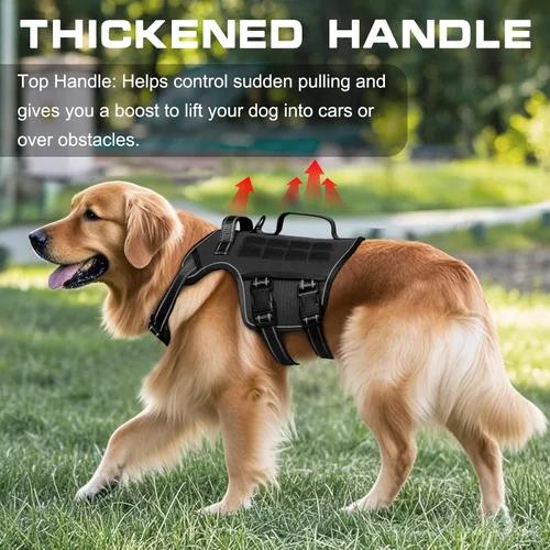 Miniatura 2 de Arnés para perro pequeño, arnés táctico resistente sin tirones, sin estrangulamiento, chaleco para mascotas fácil de poner y quitar con sistema