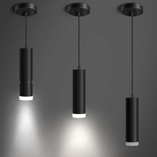 Miniatura 12 de OKELI Luz Colgante, Luminaria de Luces Colgantes Negras Modernas, Iluminación Colgante LED Única de 3-CCT para Isla de Cocina, 20W
