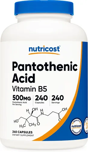 Miniatura 9 de Nutricost Ácido pantoténico (vitamina B5) 500 mg, 240 cápsulas (2 botellas)