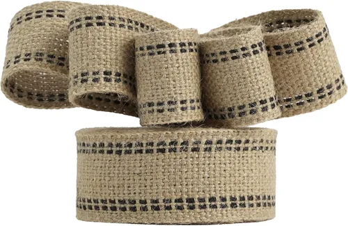 Miniatura 5 de MEEDEE Cinta de yute negro para tapicería de 2 pulgadas, arpillera de yute para manualidades con costuras negras para decoración del hogar, silla