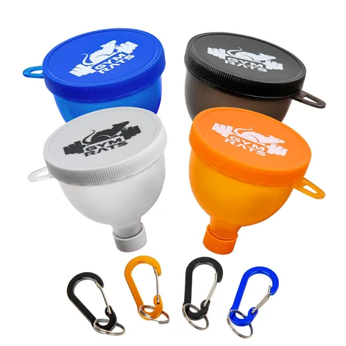 Miniatura 10 de Set de Embudos para Proteína en Polvo - Contenedor de Proteína en Polvo para Viajar con Mosquetón y Tapas Reforzadas para Evitar Derrames - Embudos