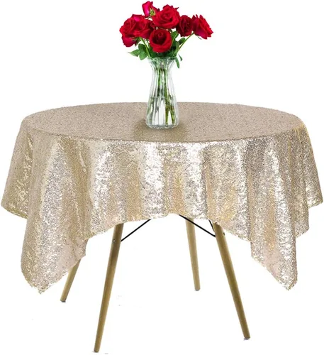 Miniatura 14 de Mantel de lentejuelas de 50 x 50 pulgadas, mantel negro brillante con purpurina brillante y secuencia metálica, para decoración de fiesta