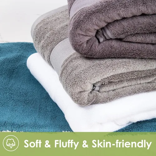 Miniatura 6 de Toallas de baño grandes para cuerpo, sensibles, para adultos, niños, bebés, hotel, spa, gimnasio, súper suaves, altamente absorbentes, toallas