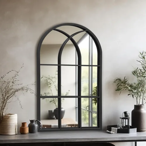 Miniatura 9 de Dewfig Espejo de Pared con Ventana Arqueada, 30"x20" Espejos de Panel de Ventana, Espejos de Tocador para Baño, Dormitorio, Entrada, Sala de Estar