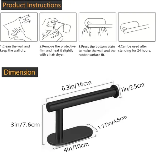 Miniatura 7 de JOPOFI Portapapel Higiénico - Portapapel Higiénico Autoadhesivo de Montaje en Pared para Baño, Acero Inoxidable SUS 304 con Tira Adhesiva Command