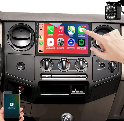 QLED Radio de 10 pulgadas para Ford F150 2004 2005 2006 2007 2008, F250 2005-2012, CarPlay Android Auto Ready, pantalla táctil estéreo, cámara