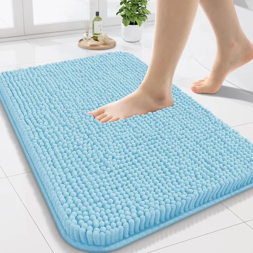 Miniatura 31 de Arotive Alfombras de baño de felpilla extrasuaves y absorbentes, de 24 x 16 pulgadas, lavables a máquina, parte trasera de goma antideslizante