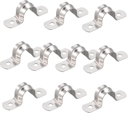 Miniatura 5 de AKIHISA Abrazaderas de tubo, 4 abrazaderas de correa de tubo en U, soporte de tubo de acero inoxidable 304 de 2 agujeros, ID 5.11 pulgadas (5.118 in)