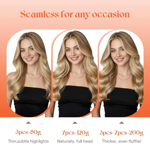 Miniatura 7 de Sunny Hair - Extensiones de cabello clip-in, cabello humano lacio Remy, extensiones de cabello humano real clip-in, color rubio ceniza degradado a