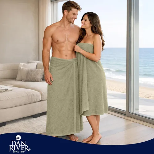 Miniatura 27 de DAN RIVER Paquete de 2 sábanas de baño de 35x70 pulgadas, sábanas de baño jumbo acanaladas para adultos, toallas grandes gruesas y absorbentes