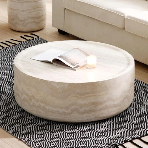 Miniatura 16 de Mesa de centro moderna, mesa de té central circular de 15.75 pulgadas, mesa de cóctel, mesas de centro redondas cilíndricas para sala de estar