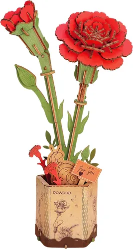 Miniatura 22 de rowood Rompecabezas 3D de flores de madera, juego de bloques de construcción de flores, kit de manualidades, día de la madre, día de San Valentín