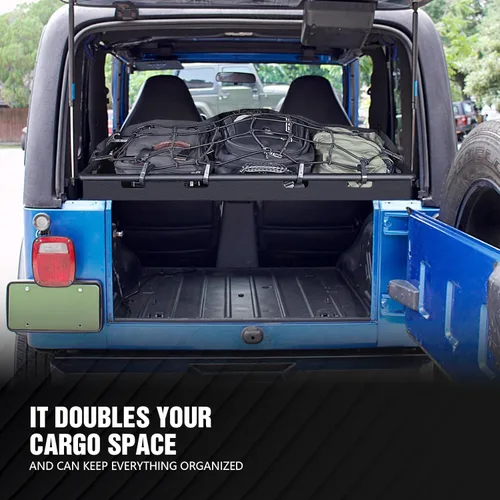 Miniatura 6 de para Wrangler TJ LJ Estante de Carga Interior del Maletero Cesta de Equipaje Trasera Compatible con Jeep Wrangler TJ LJ 1997-2006, Portaequipajes