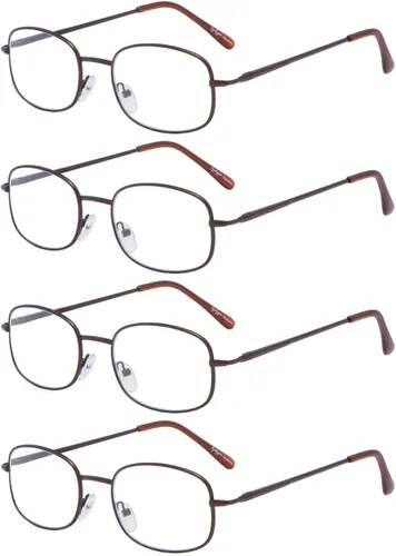 Miniatura 12 de Eyekepper 4 pares de anteojos de lectura con marco de metal con bisagras de resorte para hombres y mujeres de lectura
