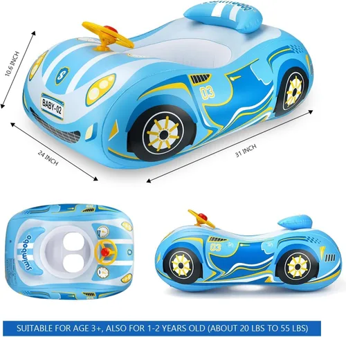 Miniatura 4 de Baby Pool Float Toddler Floaties 3D Car Baby Float for 12-48 Months Inflatable Heavy Duty 0.35mm PVC Seat Boat Pool Toys Float No Flip Swimming