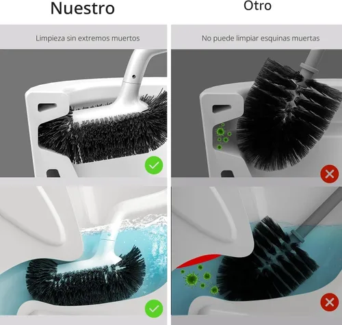 Miniatura 3 de HAMITOR Juego de Portaescobillas para Inodoro: Cepillo Limpiador de Inodoro de Limpieza Profunda para Baño Debajo del Borde con Cerdas Curvadas