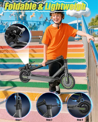 Miniatura 7 de MAXSHOT Electric Scooter Adults & Big Kids, Top Speed 9/16/19MPH, 10/12/16/19Miles Range, 6.5"/8.5" Tires Folding Escooter, APP Control Negro