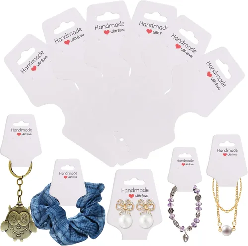 Miniatura 4 de 200 tarjetas de exhibición de collares, tarjetas autoadhesivas de embalaje de joyas para llavero, pulsera, banda para el cabello, soporte plegable