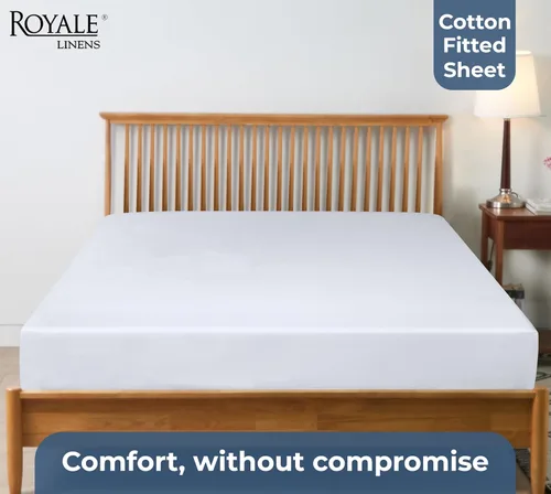 Miniatura 7 de Royale Linens Sábanas ajustadas 100% de algodón orgánico - Tejido percal - Sábanas de abajo súper suaves con bolsillo profundo - Sábana elástica