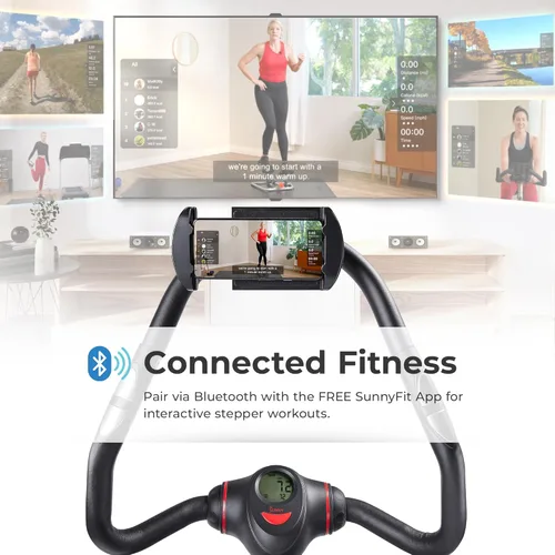 Miniatura 4 de Sunny Health & Fitness Smart Stair Stepper Machine for Home Workouts with Handlebar, Resistance Bands, Bluetooth & SunnyFit App, Space-Saving 2.