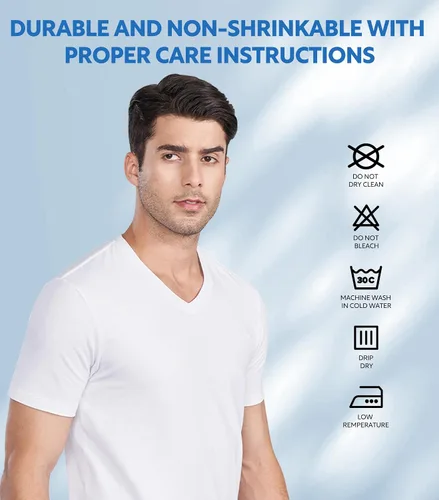 Miniatura 5 de DAVID ARCHY Men's Cotton Undershirts Moisture-Wicking V Neck or Crew Neck Plain T Shirts Super Soft Tees for Men 3 Pack